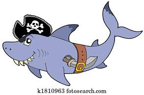 Cartoon pirate shark Cartoon pirate shark