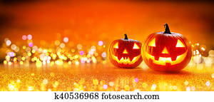 dia das bruxas, abóbora, com, luzes