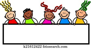 feliz, bandera, niños