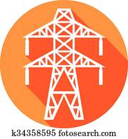 linha poder, apartamento, ícone