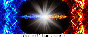 quentes, e, gelado, fogo, e, gelo, força