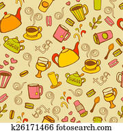 Tea and coffee seamless background. Tea and coffee seamless background.