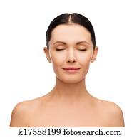 young calm woman with closed eyes young calm woman with closed eyes