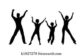 family of four dance