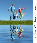 fly happy family  and water