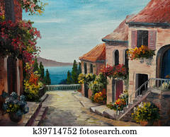 oil painting on canvas - house near the sea oil painting on canvas - house near the sea