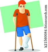 Clip Art of man on crutches 01p0149 - Search Clipart, Illustration ...