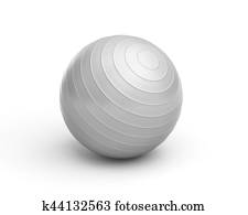 Rendering of grey ridged exercise ball isolated on white background. Rendering of grey ridged exercise ball isolated on white background.