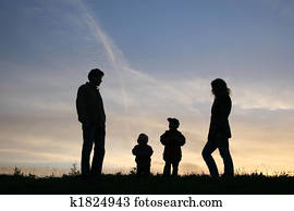 silhouette family of four