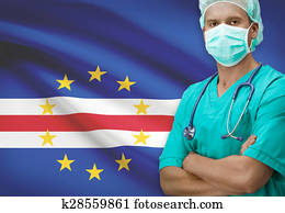 Surgeon with flag on background series - Cape Verde