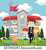 Teacher and Students at School