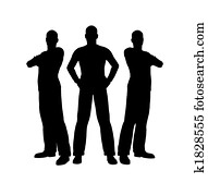 trois hommes, silhouette