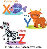 אלפבית, ילדים, בעלי חיים, xyz