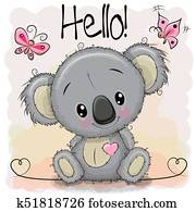 כרטיס של דש, חמוד, ציור היתולי, קואלה