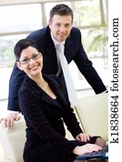 Business people smiling