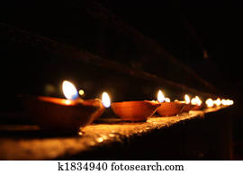 Line of Diwali Lamps Line of Diwali Lamps