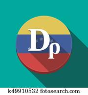 Long shadow Venezuela button with a drachma currency sign