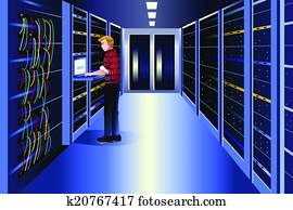 Man working in a data center Man working in a data center