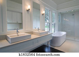 modernos, branca, banheiro