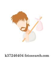 Refugee man icon, cartoon style Refugee man icon, cartoon style