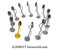 ao redor, microfone, grupo