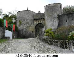 castelo, entrada, portão castelo, entrada, portão