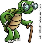 Elderly Tortoise Cartoon Character Elderly Tortoise Cartoon Character