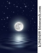 estrela, e, lua, beleza