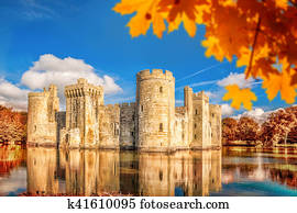 Historic Bodiam Castle in East Sussex, England
