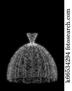 Twinkle white wedding dress on black background 3D illustration Twinkle white wedding dress on black background 3D illustration