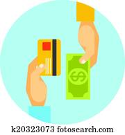 ידיים, להחליף, תשלום, או, כסף, ב, עסק