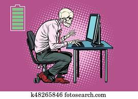 שלד, עובד, לעבוד במחשב