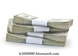 big pile of money isolated