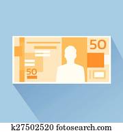 Brazilian Real Banknote Flat Design with Shadow
