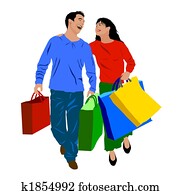 colored shopping people colored shopping people