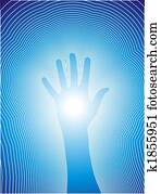 cura, mão, com, reiki, linhas