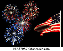 fireworks dia independência, e, a, americano, flag.