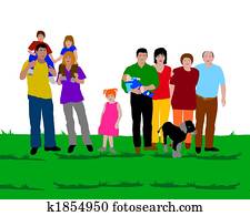 ilustración, de, un, familia