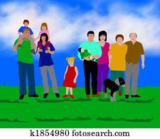 ilustración, de, un, familia