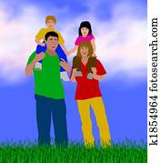 ilustración, de, un, familia