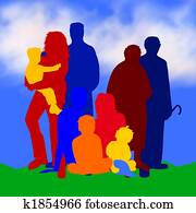 ilustración, de, un, familia