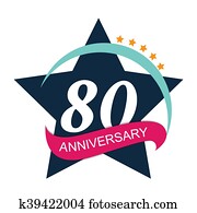 plantilla, logotipo, 80, aniversario, vector, ilustración