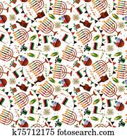 Seamless pattern for Kwanzaa with traditional colored and candles representing the Seven Principles or Nguzo Saba . Seamless pattern for Kwanzaa with traditional colored and candles representing the Seven Principles or Nguzo Saba .