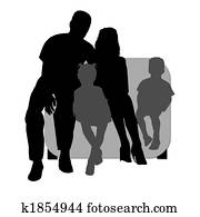 silhouette of a family 