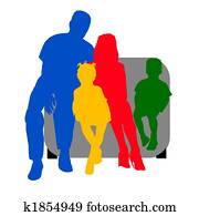 silhouette of a family