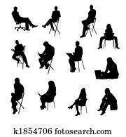 silhouettes of sitting business people silhouettes of sitting business people