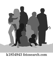 silhuet, i, en, familie