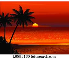 Tropical beach sunset Tropical beach sunset