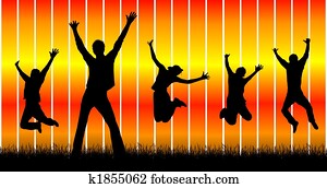 행복하다, 뛰는 것, 사람, 배경