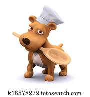 3d Chef dog with spoon 3d Chef dog with spoon